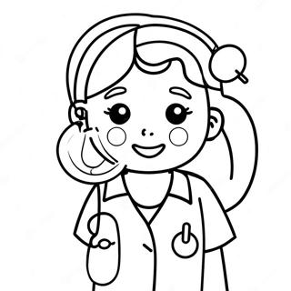 Cute Nurse With A Stethoscope Coloring Page 8177-6721