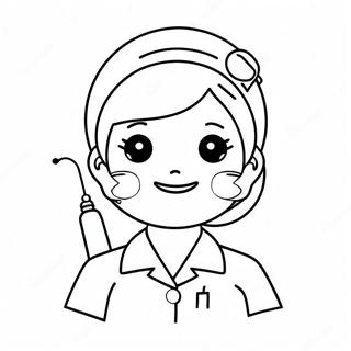 Cute Nurse With A Stethoscope Coloring Page 8177-6724