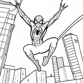 Spiderman Swinging Through The City Coloring Page 862-689