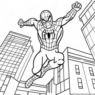 Spiderman Swinging Through The City Coloring Page 862-691