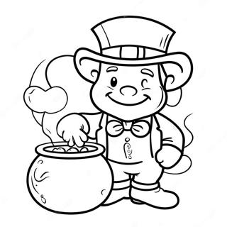 Cute Leprechaun With Pot Of Gold Coloring Page 8777-7199