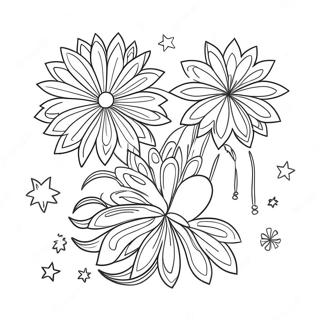 Colorful Fireworks Display Coloring Page 9187-7509