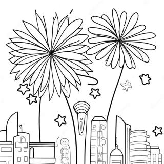 Colorful Fireworks Display Coloring Page 9187-7512