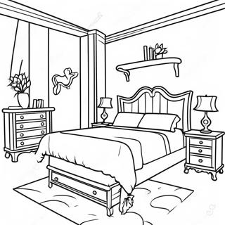 Colorful Bedroom Furniture Coloring Page 9377-7664