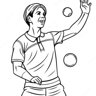 Tennis Player Serving Ball Coloring Page 9476-7740