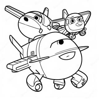 Colorful Super Wings Characters Coloring Page 9487-7747