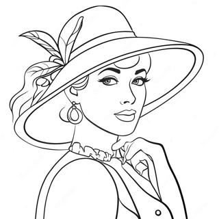 Elegant Coquette With Hat Coloring Page 9707-7923